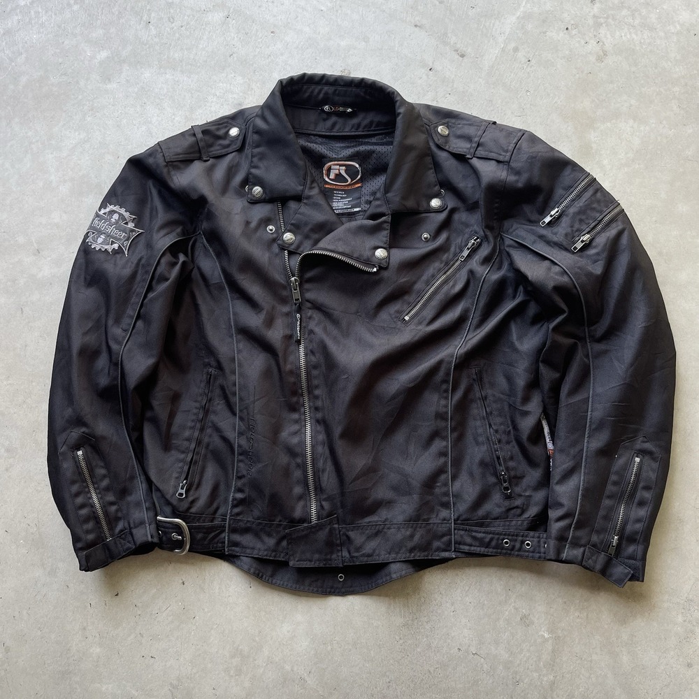Fieldsheer Armored Mesh Black Motorcycle Jacket Asymmetrical Perfecto‎ L/XL